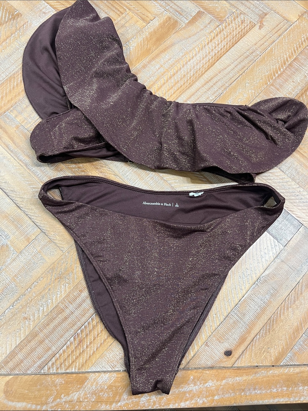 Abercrombie & Fitch Brown Metallic Bandeau Two-Piece Bikini